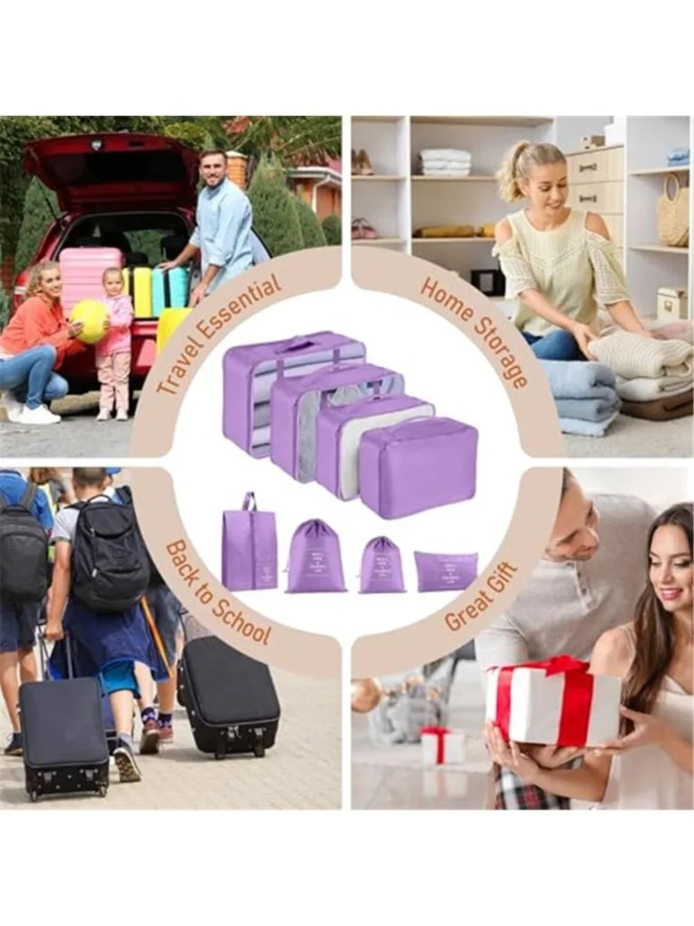 Travel Packing Cubes Set Luggage Organizer Bags Suitcase Compression Storage